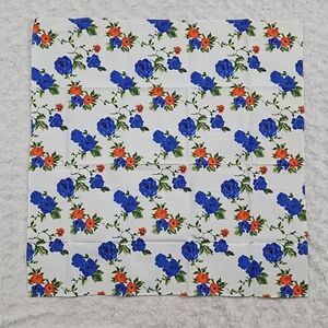 Lemlem Blue and Red Floral Purse Scarf 22.5"